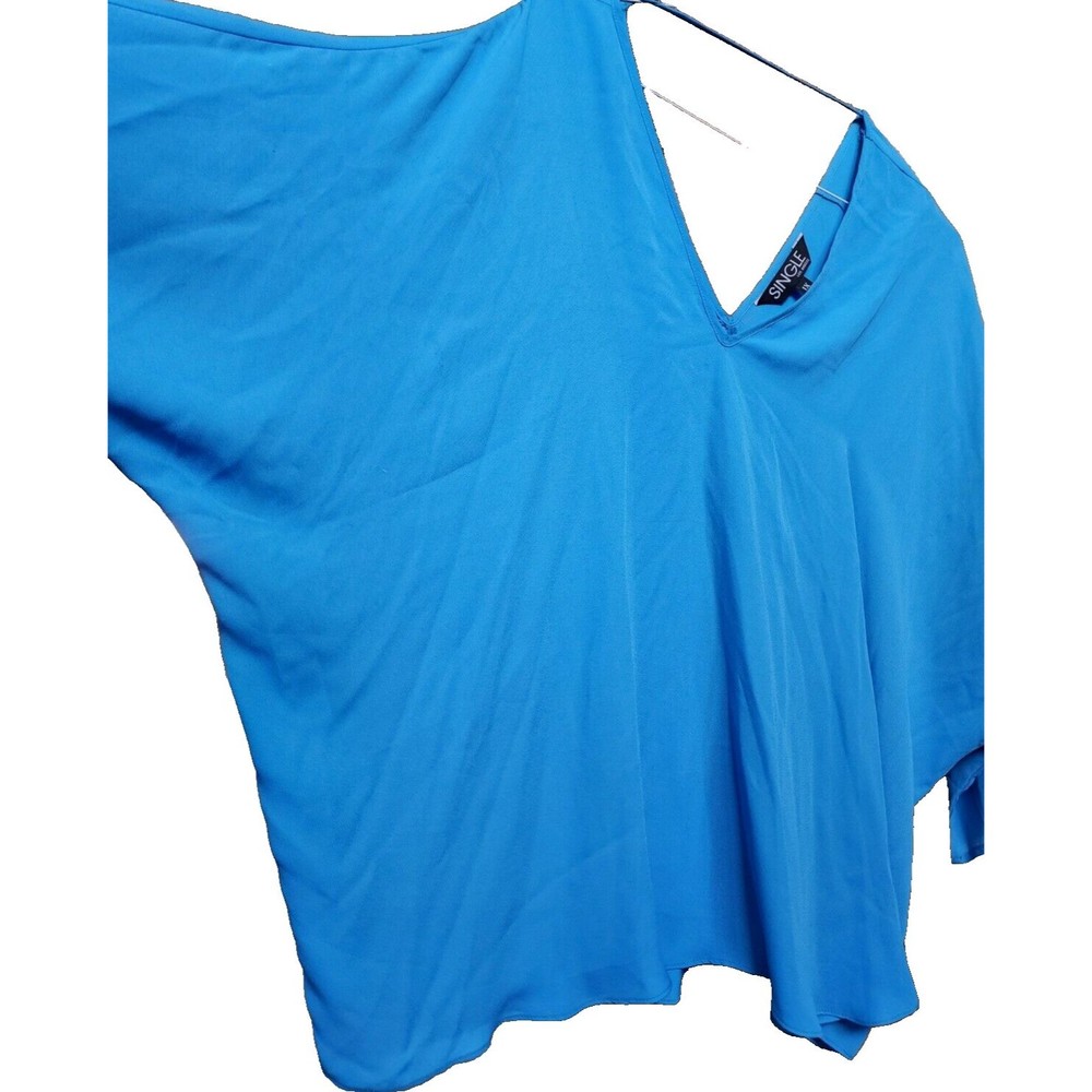 Oversized Size 1X Blue Boho Lagenlook Deep V Front/Back Hippie Artsy